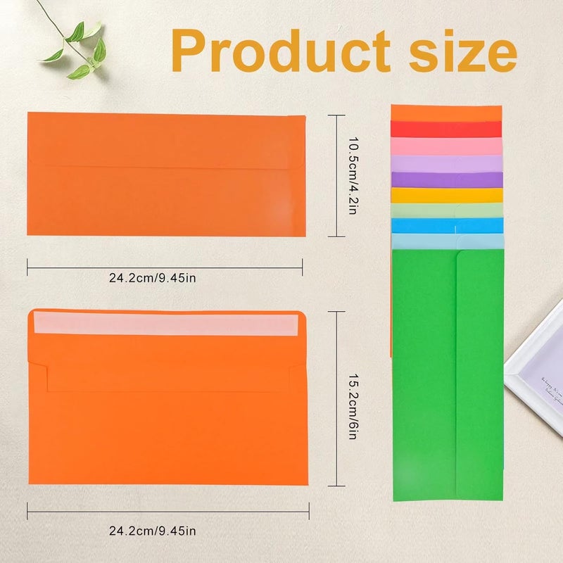 xflyxin 50 packages #10 Business envelopes, Mailing Envelopes, Self-adhesive standard Envelopes, for personal and business use, checks, mailing letters, invoices,4 1/8 x 9 1/2 inches (colored) - Image 2